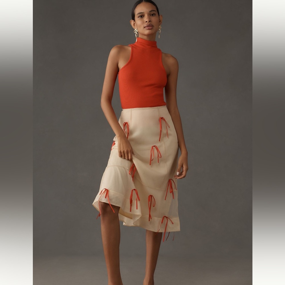 Maeve Ribbon Pencil Midi Skirt